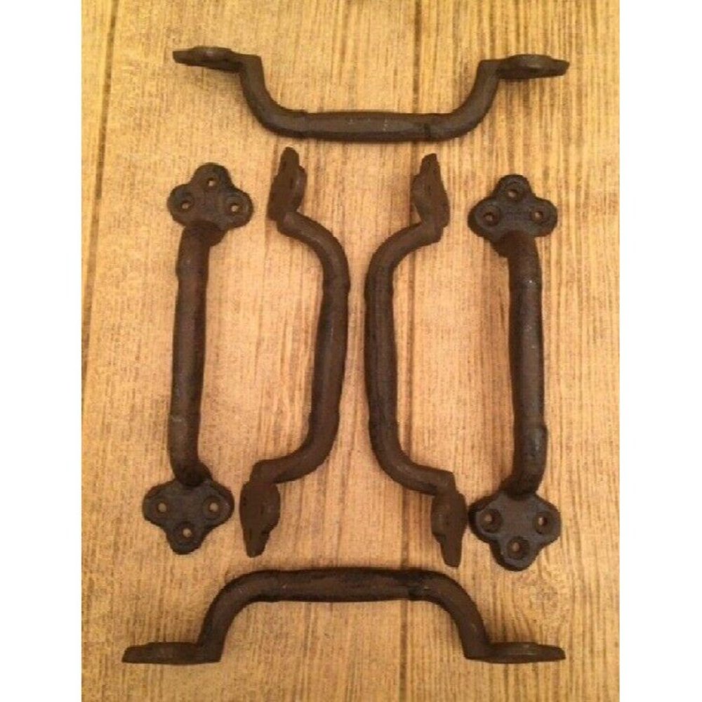 Six (6) Large 9" long Cast Iron Gate Pull Handle Six (6) 0170-05122